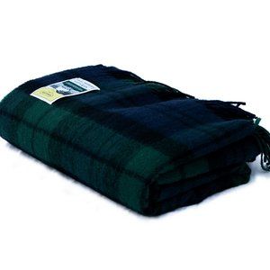 New Wool Fringed Throw Blanket Black Watch Made in England